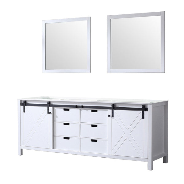 English Elm White Double Bath Vanity With Two Mirrors – Elegant 84" Storage Solution For Timeless Bathrooms B2731S00575-GIGA