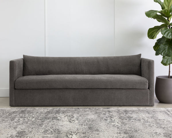 Sunpan Leander Sofa: Luxurious Comfort with Modern Design, Ample Padding, and Elegant Curves for Your Home Danny Dusty Brown