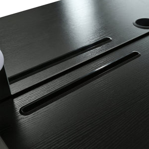 English Elm Floating Makeup Vanity Desk with LED 3-Mode Mirror, USB/Type-C Charging Port and Spacious Drawers Black N844P263662B