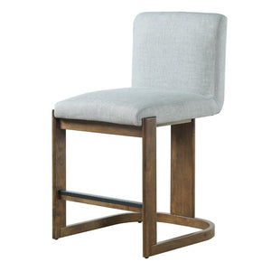English Elm Modern Linen Upholstered Counter Stools Set of 2 with Rubberwood Legs for Kitchen Island Light Grey,Walnut N762P395711G