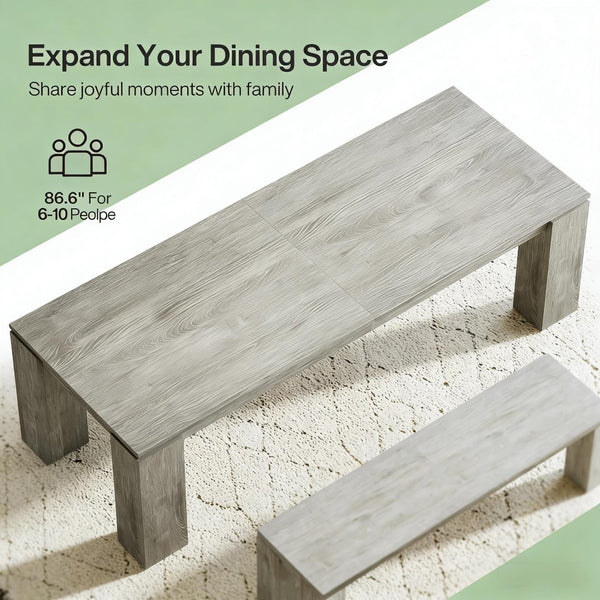 English Elm Extra Long Gray Wood Grain Dining Table Seats Eight Modern Engineered Top T3971P454355