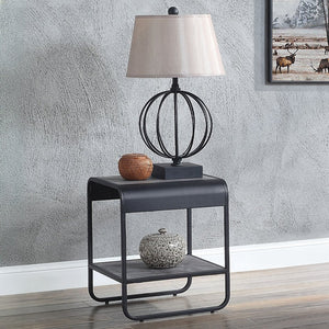 English Elm Modern End Table With Faux Concrete Top & Matte Black Metal Frame - Stylish Storage For Any Room B2741P337031