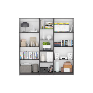 English Elm Durant 3 Piece Home Bookcase Set with 13 Shelves, Modern Matt Finish, Versatile Living Room Storage Multicolor,White+gray 41 L x 28 W x 5 H B070S00274