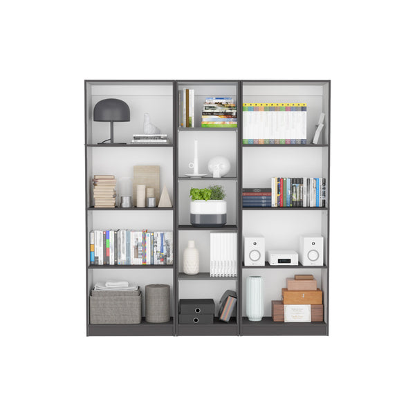 English Elm Durant 3 Piece Home Bookcase Set with 13 Shelves, Modern Matt Finish, Versatile Living Room Storage Multicolor,White+gray 41 L x 28 W x 5 H B070S00274