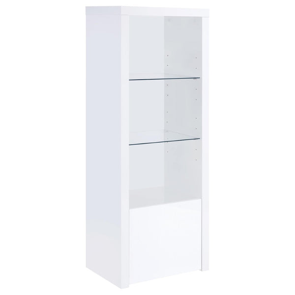 English Elm Lance Glossy White Three Piece Entertainment Center with Glass Shelves for Living Room B062S01736