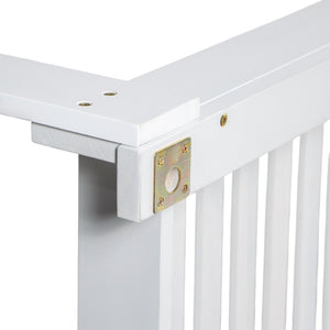 English Elm TOPMAX Acacia Wood Twin Porch Swing Bed Frame with High Back, 350lb Capacity & 118" Hemp Ropes White N717P265795K