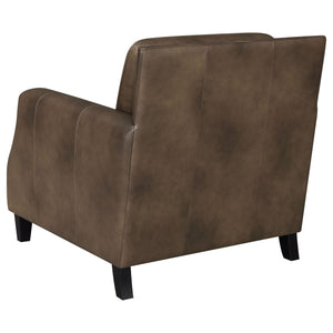 English Elm Gunderson Brown Sugar Top-Grain Leather Arm Chair with Hammered Brass Nailhead Trim, Espresso Feet (35x35.5x38) B062P340745