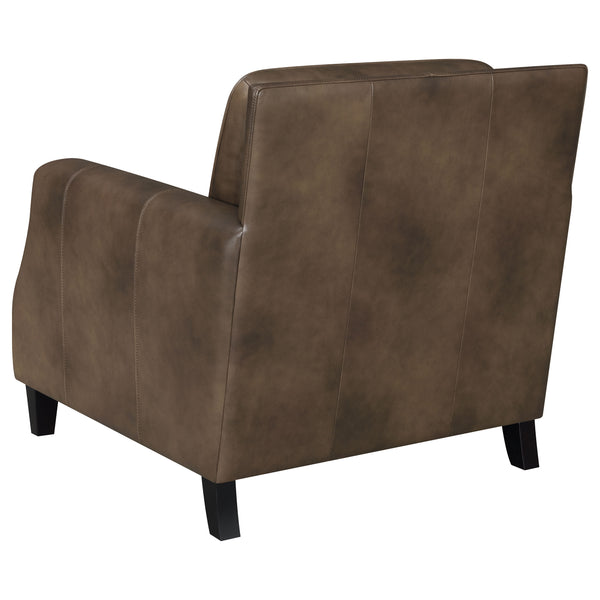 English Elm Gunderson Brown Sugar Top-Grain Leather Arm Chair with Hammered Brass Nailhead Trim, Espresso Feet (35x35.5x38) B062P340745