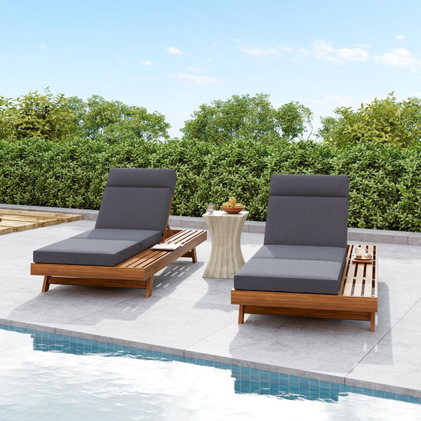 English Elm Christopher Knight Home® - Lounge Chaise Set With Adjustable Headrest, Weather-Resistant Cushions For Stylish Outdoor Comfort N770P253442T_N770P285267G