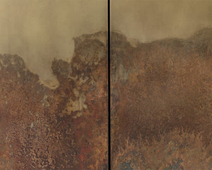 Sunpan Auburn Sideboard: Exquisite Antique Brass Design with Ombre Patina, Black Metal Frame, Handcrafted Charm