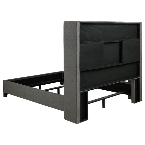 English Elm Lendra Grey Upholstered California King Wingback Bed - Elegant Button-Tufted Design & Modern Comfort B062S00707