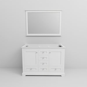 English Elm White 48-in Double Bath Vanity with 46-in Mirror, Fully Assembled Wood Cabinet, 2 Doors 6 Drawers Storage B2731S00482