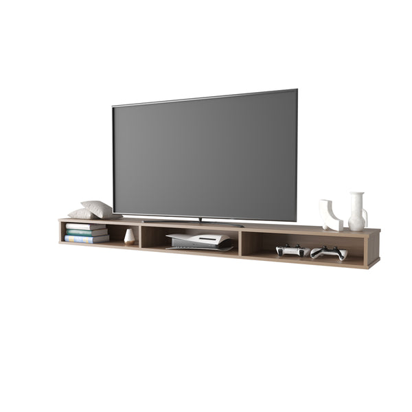 English Elm Manter Wall-Mounted TV Stand Macadamia Beige – Space-Saving Engineered Wood Shelf, Sleek Minimalist Design B092P306242