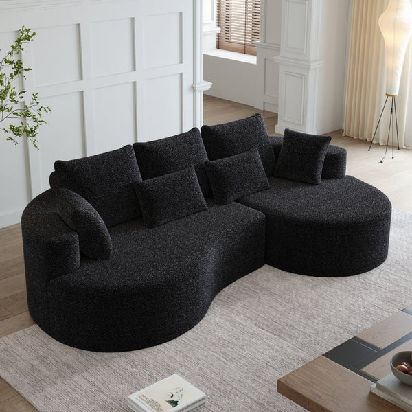 English Elm Modern Chenille Cloud Sectional Sofa Deep Curved 4 Seat Modular Living Room Couch W834S00488