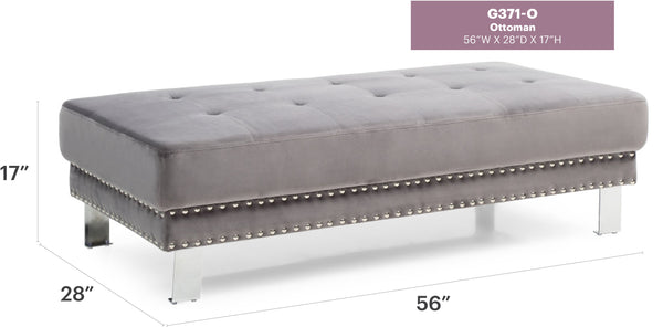 English Elm Chic Velvet Gray Ottoman for Two - 57"W Contemporary Bench Seating, Durable Modern Accent Piece B078108237
