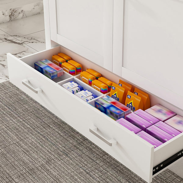 English Elm Modern 43" Bathroom Vanity With Carrara White Top - Stylish, Durable Storage & Soft-Close Features W509S00138