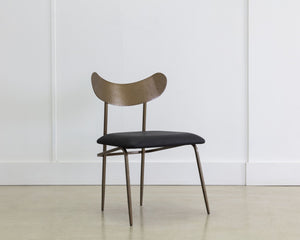 Sunpan GIBBONS Dining Chair - Artisan-Made Antique Brass Frame & Charcoal Black Leather for Modern Elegance 110368