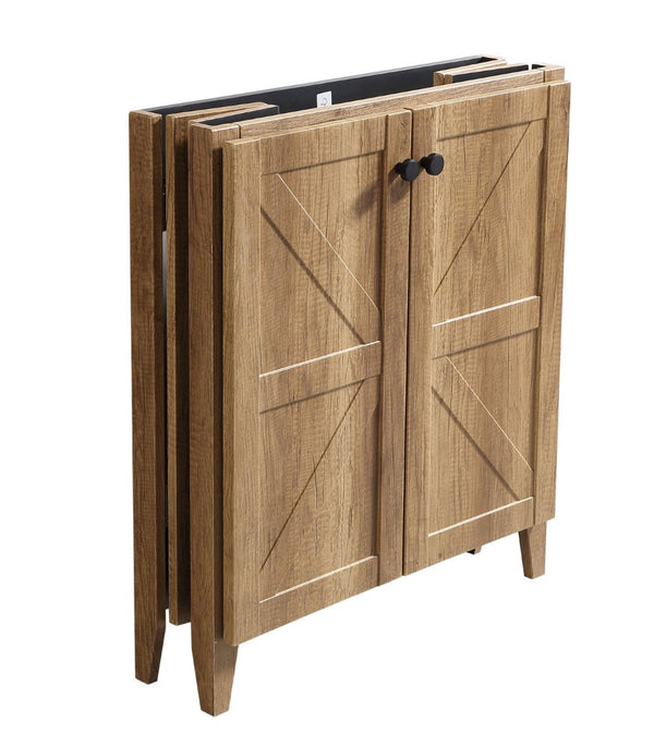 English Elm 30 Inch Floating Bathroom Vanity Fluted Wood Grain Front with Ceramic Integrated Sink Golden Oak W3520S00033