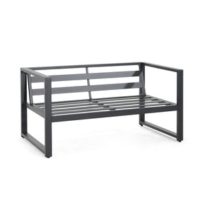 English Elm Christopher Knight Home® - NAVAN Aluminum 4-Piece Chat Set with Beige Olefin Cushions, Black Finish, Comfortable Outdoor Seating N775P243378B