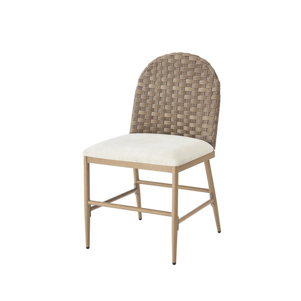 English Elm 7 Piece Oval Rubberwood Dining Set Rattan Back Chairs Walnut Finish Seats Six N762P396360D_N762P329084D6