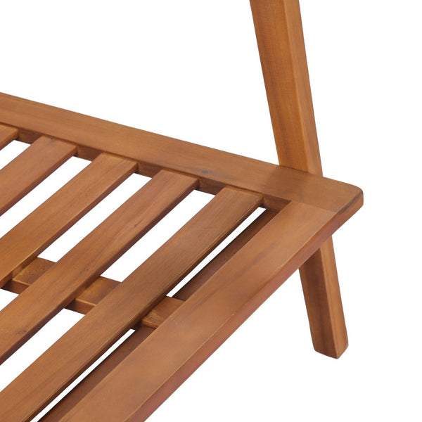 English Elm 2-piece Acacia Wood Outdoor Loveseat Set Mid-century Slatted Table All-weather Cushions N767P359941T