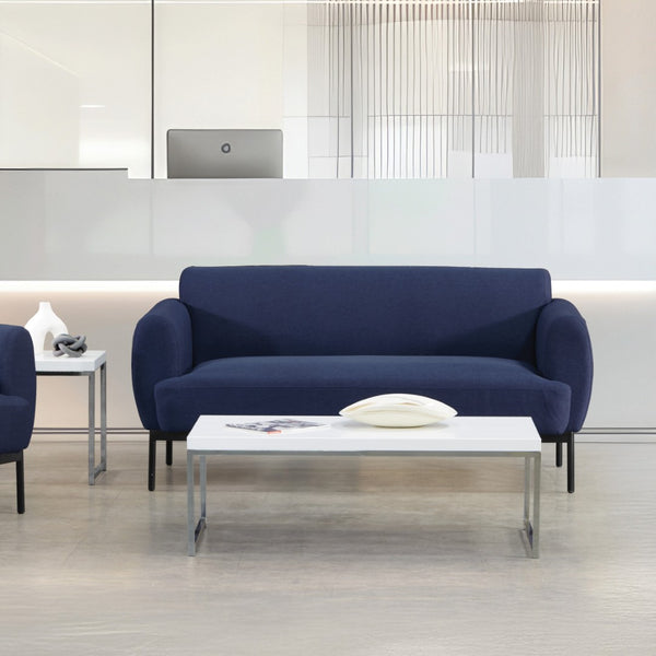 OSP Home Furnishings Delta Commercial Armchair with Sinuous Spring Seat and Black Metal Legs for Lobbies Sofa Navy DTL53-K062