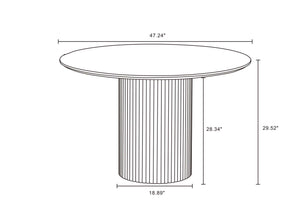 English Elm Hathaway 47" Round Dining Table in Black — Solid Ash Wood, Ribbed Base Design, Seats 4, Natural Grain Finish B365S00094