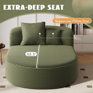 English Elm Swivel Barrel Accent Chair Chenille Tufted Round Club Seat for Living Room Lounge Green N719S002370F