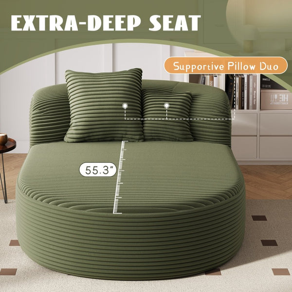 English Elm Swivel Barrel Accent Chair Chenille Tufted Round Club Seat for Living Room Lounge Green N719S002370F