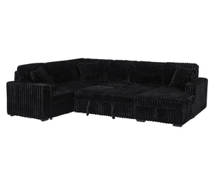 English Elm 122 Plush U-Shape Sectional Sofa Bed with USB Ports, Hidden Storage Chaise & Spacious Armrest Comfort Black W1417S00135
