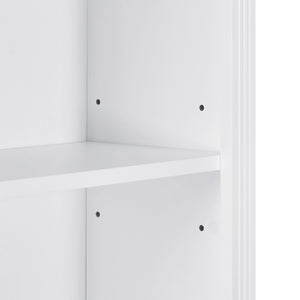 English Elm White Bathroom Storage Cabinet with Zinc Alloy Knobs, Adjustable Shelves, Smooth Drawers & Open Shelves for Organized, Durable MDF Storage (78.7" H) N725P252486K