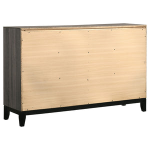 English Elm Carina 4-Piece Eastern King Bedroom Set With Grey Oak Finish & Black Accents For Modern Elegance B062S00902