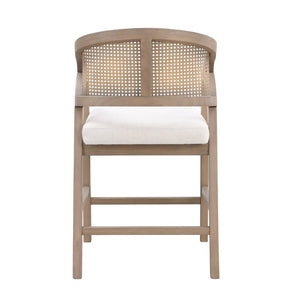 English Elm Wooden Rubberwood Counter Stools with Woven Rattan Back Mid Century Set of Two Light Ash N771P257313A