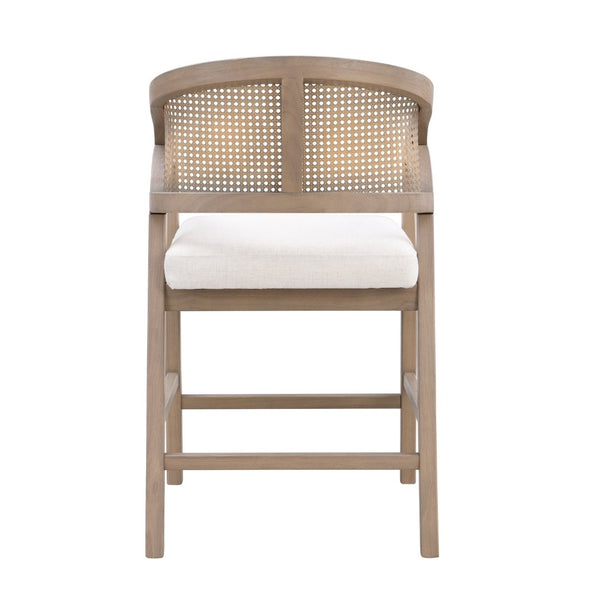 English Elm Wooden Rubberwood Counter Stools with Woven Rattan Back Mid Century Set of Two Light Ash N771P257313A