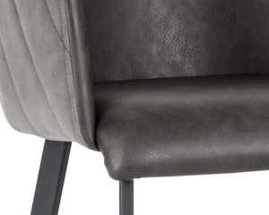 Sunpan GRIFFIN Barstool - Stylish Town Grey Faux Leather & Roman Grey Fabric Back for Modern Spaces 103244