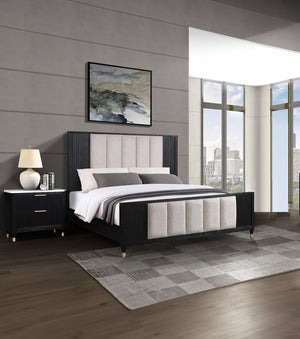 English Elm 1pc Modern Black 2-Drawer Nightstand with White Top, Metal Knobs, Sleek Bedroom Storage 28"x18"x27" B011P240937