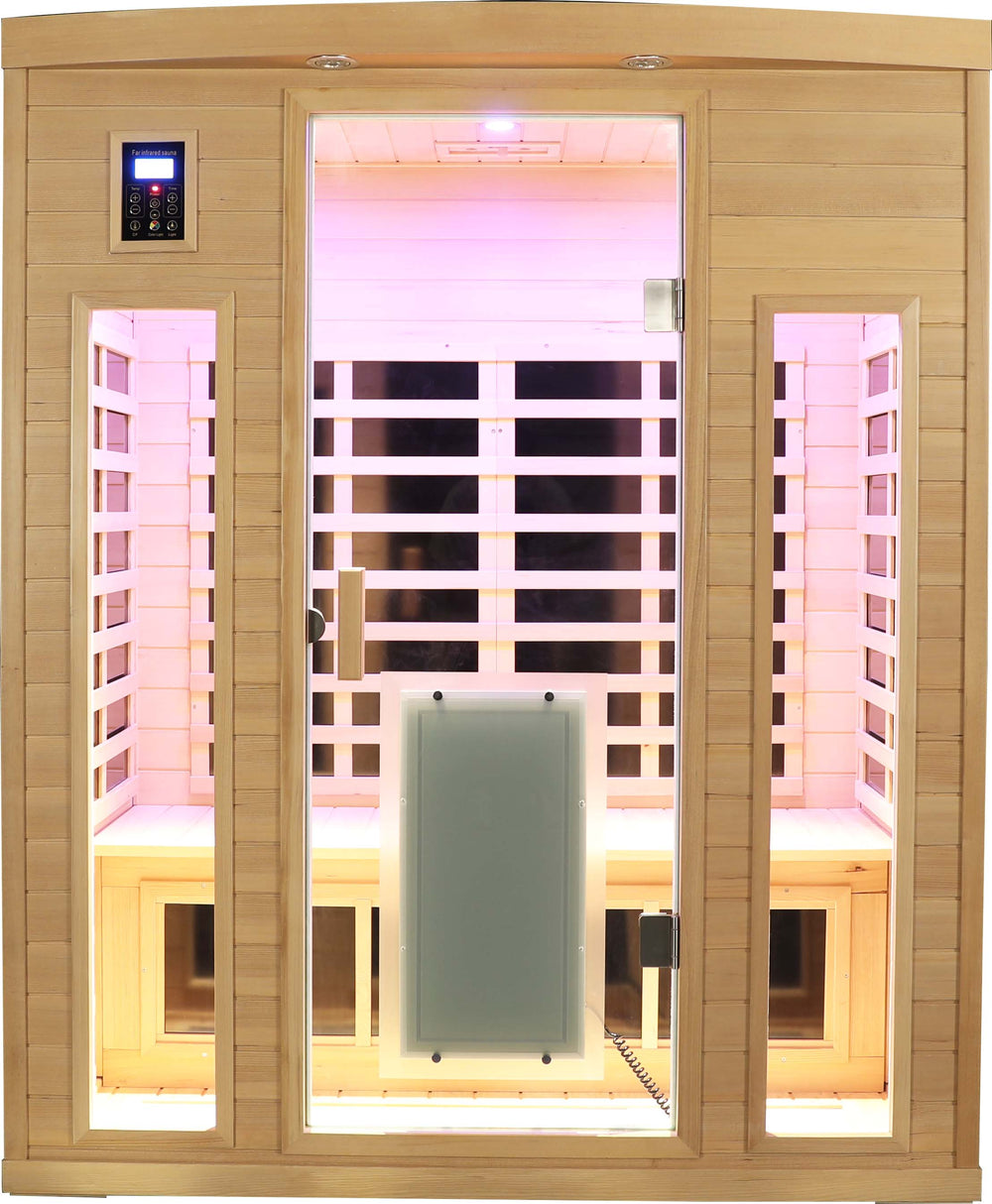 English Elm Low Emf Three-Person Far Infrared Sauna Room With Bluetooth, Mood Lighting & Safety Features W1149P369617