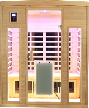 English Elm Low Emf Three-Person Far Infrared Sauna Room With Bluetooth, Mood Lights & Safety Features For Home Spa W1149P369614