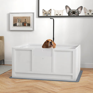 English Elm Pawhut Whelping Box with Pig Rail Retractable Light Stand and Adjustable Entry Door W2225P173798