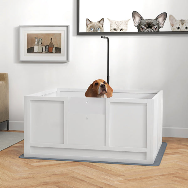 English Elm Pawhut Whelping Box with Pig Rail Retractable Light Stand and Adjustable Entry Door W2225P173798