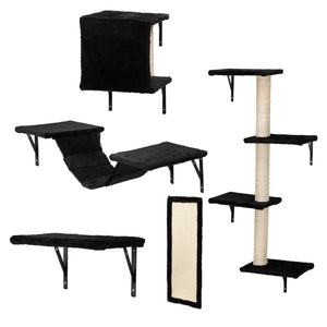 English Elm Cat Wall Mounted Climbing Set Five Piece Modular Perch System for Modern Interiors W2181P357564