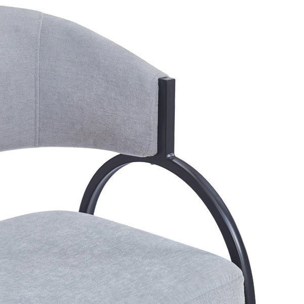 English Elm Upholstered Gray Fabric Dining Chair Set of Two with Sleek Metal Legs Modern Style N768P184752L