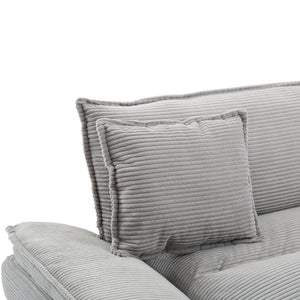 English Elm Corduroy Modern Sofa Sleeper Loveseat with Double-Layer Cushions, Two Pillows, Sturdy Frame 84" LIGHT GREY W676P227345