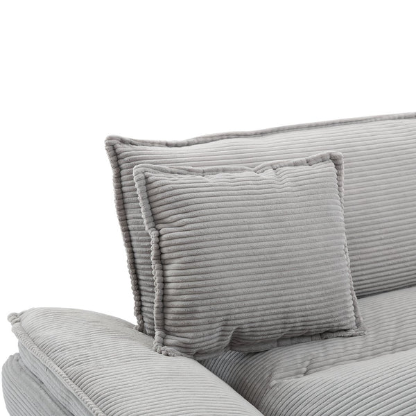 English Elm Corduroy Modern Sofa Sleeper Loveseat with Double-Layer Cushions, Two Pillows, Sturdy Frame 84" LIGHT GREY W676P227345