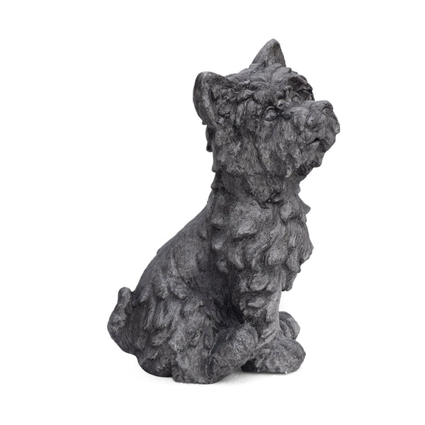 English Elm Christopher Knight Home® - CRICKET Terrier Cast Stone Garden Statue in Antique Gray Finish — Durable Outdoor Accent, 15"H 65285.00GRY
