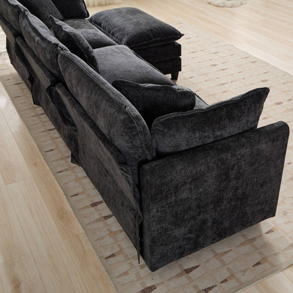 English Elm Cloud Modular Two Seat Sofa Chenille Upholstered Cushioned Couch for Apartment Living Black W1143P378632