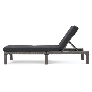 English Elm Christopher Knight Home® - PUERTA KD Chaise Lounge - Black PE Rattan with Iron Frame, Water-Repellent Cushions, All-Season Relaxation 61190.00MBK