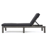 Christopher Knight Home® - Noble House - Puerta Outdoor Mixed Black Wicker Chaise Lounge With Dark Grey Water Resistant Cushion