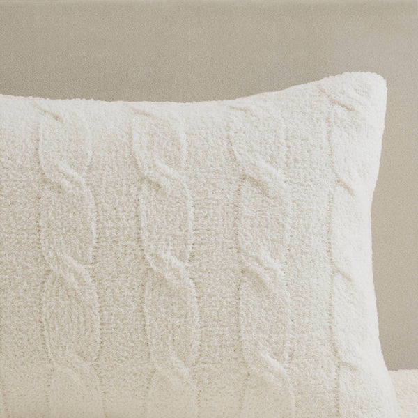 English Elm 2 Pieces Twin Waffle Knit Chenille Comforter Set with Plush Sherpa Reversible Cozy Bedding Ensemble Ivory 20.47 L x 11.42 W x 9.84 H B035P381299