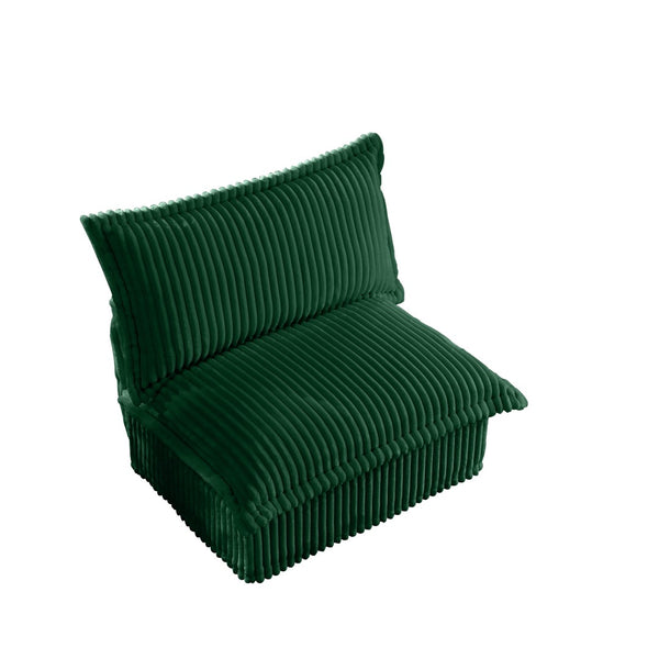 English Elm Koala Armless Corduroy Sofa Deep Seat Wraparound Back Support for Living Rooms Green W3041P272941